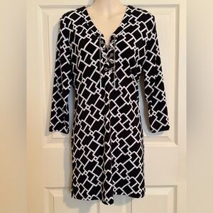 Michael Kors Black and White Chain Print Dress, Small
